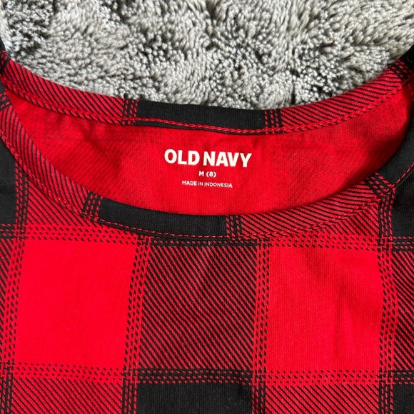 NWT Old Navy Red and Black Buffalo Plaid Cotton Knit Checkered Kids Dress - Picture 3 of 5